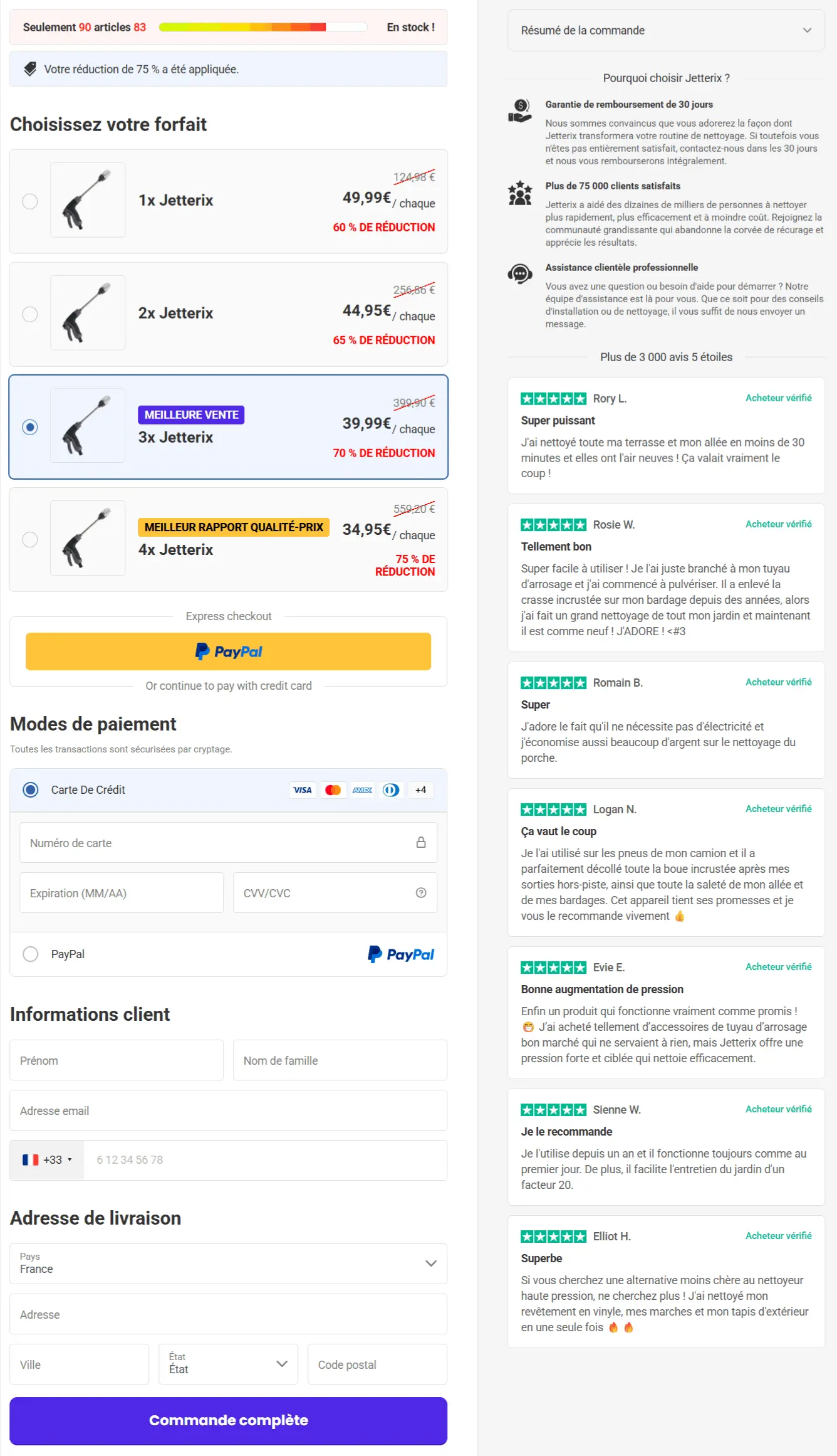 page de paiement sécurisée Jetterix